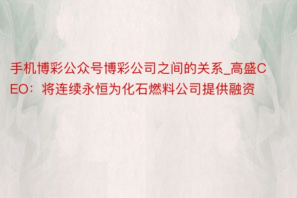 手机博彩公众号博彩公司之间的关系_高盛CEO：将连续永恒为化石燃料公司提供融资